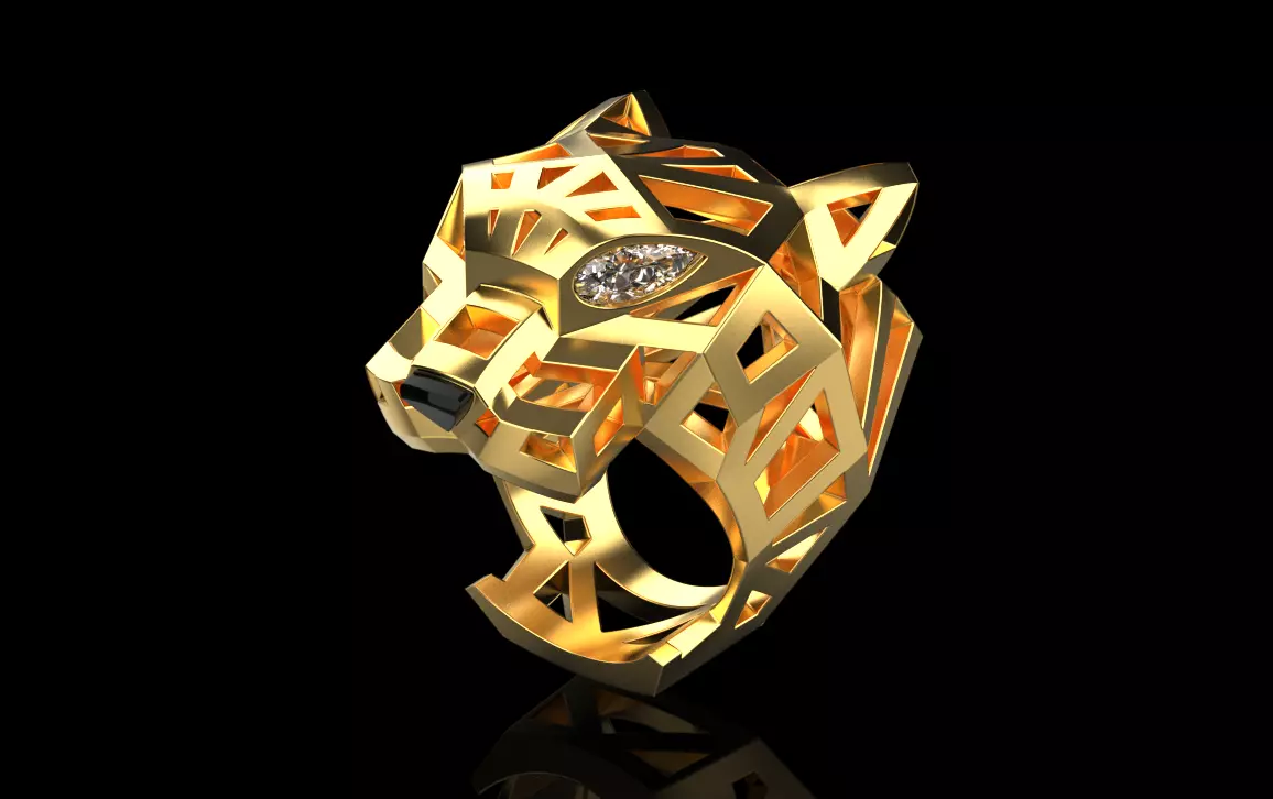 jewelry ring with stones 3D print model_0