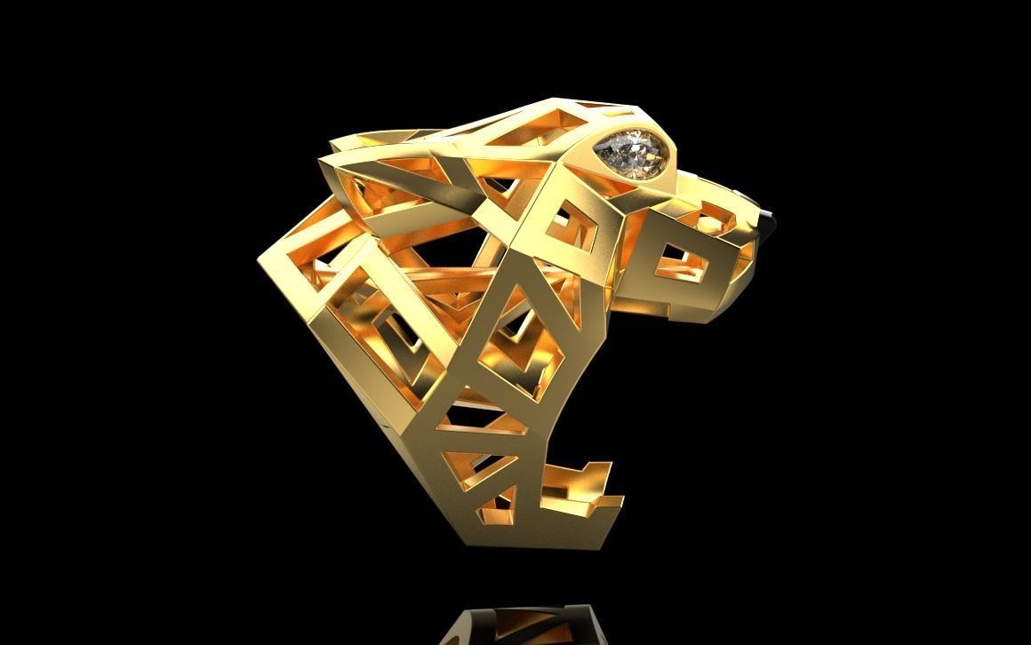 jewelry ring with stones 3D print model_8