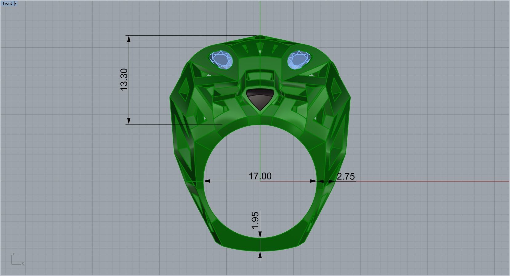 jewelry ring with stones 3D print model_2