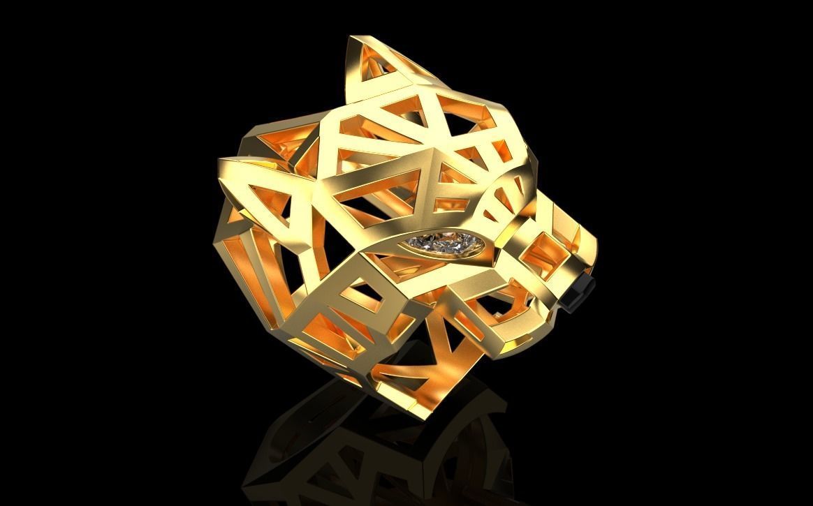 jewelry ring with stones 3D print model_7