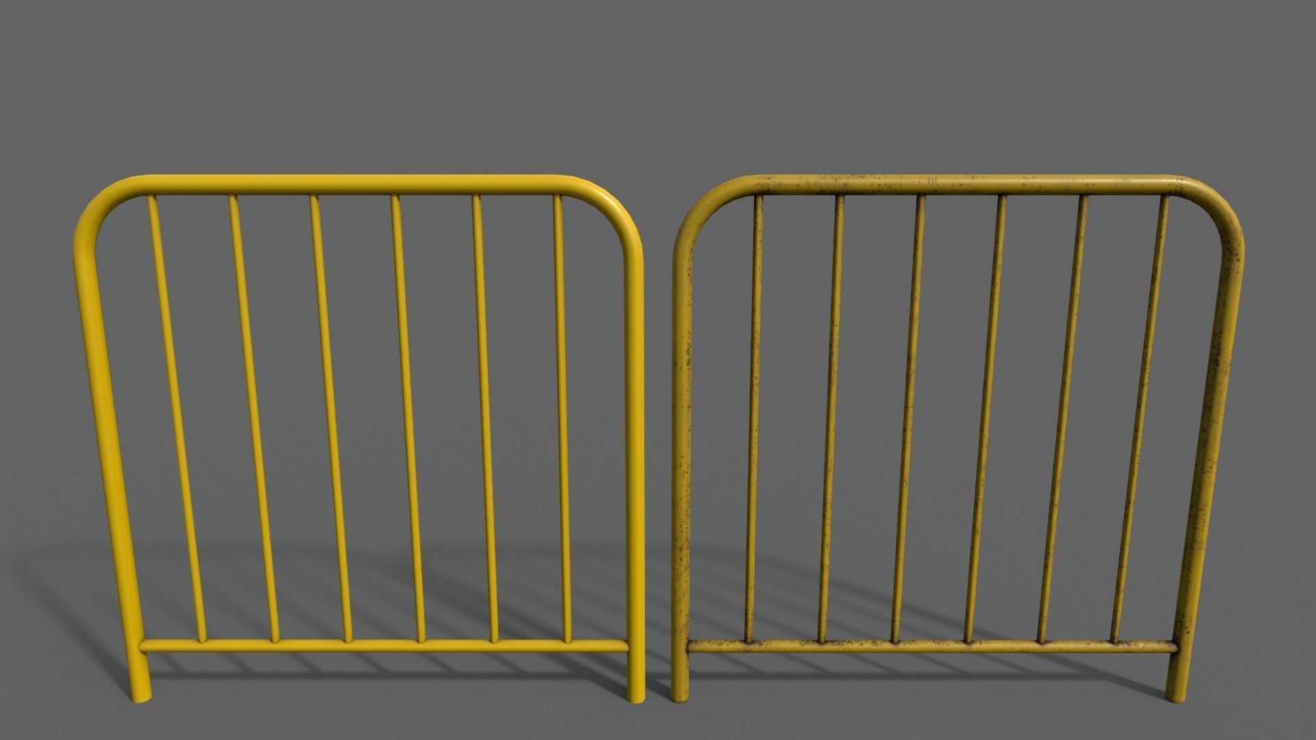 PBR Pedestrian Guard Rail V2-Clean-Rusty Low-poly 3D model_11