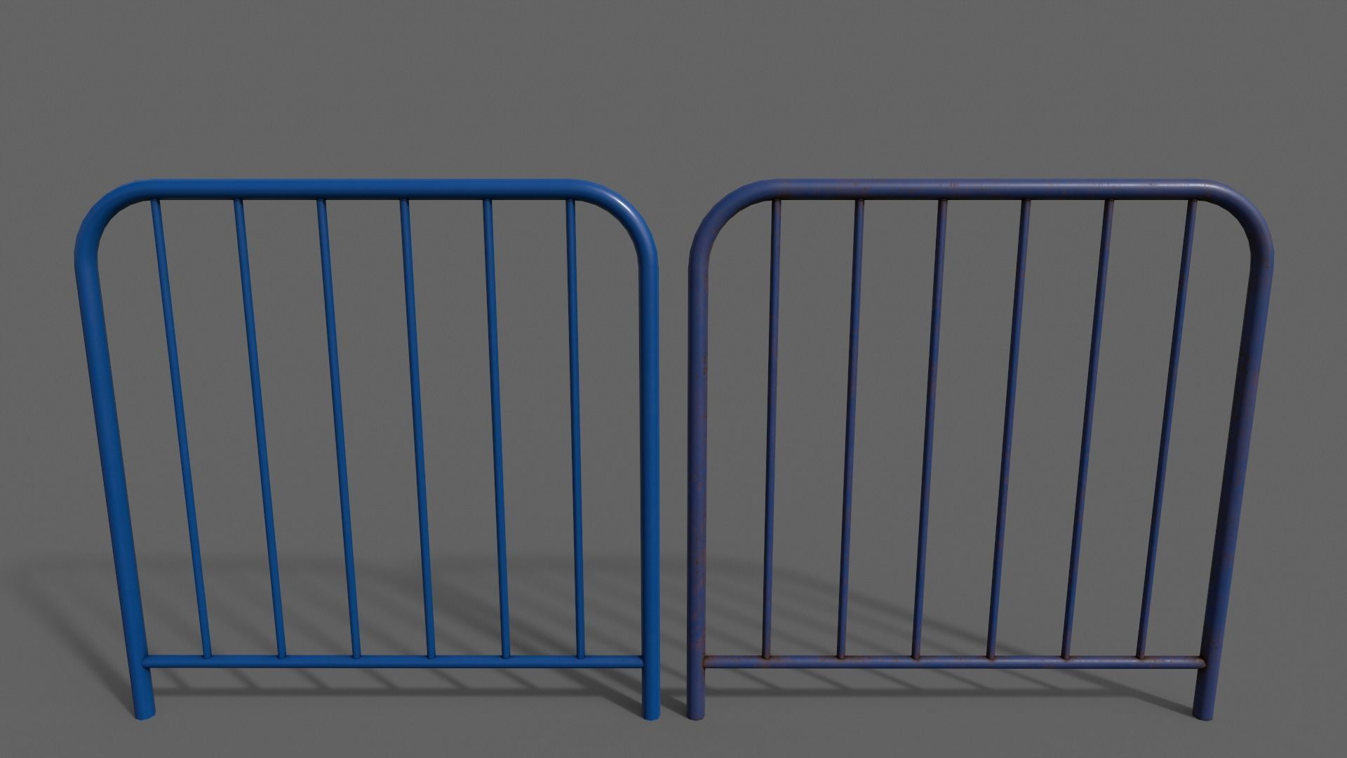 PBR Pedestrian Guard Rail V2-Clean-Rusty Low-poly 3D model_3