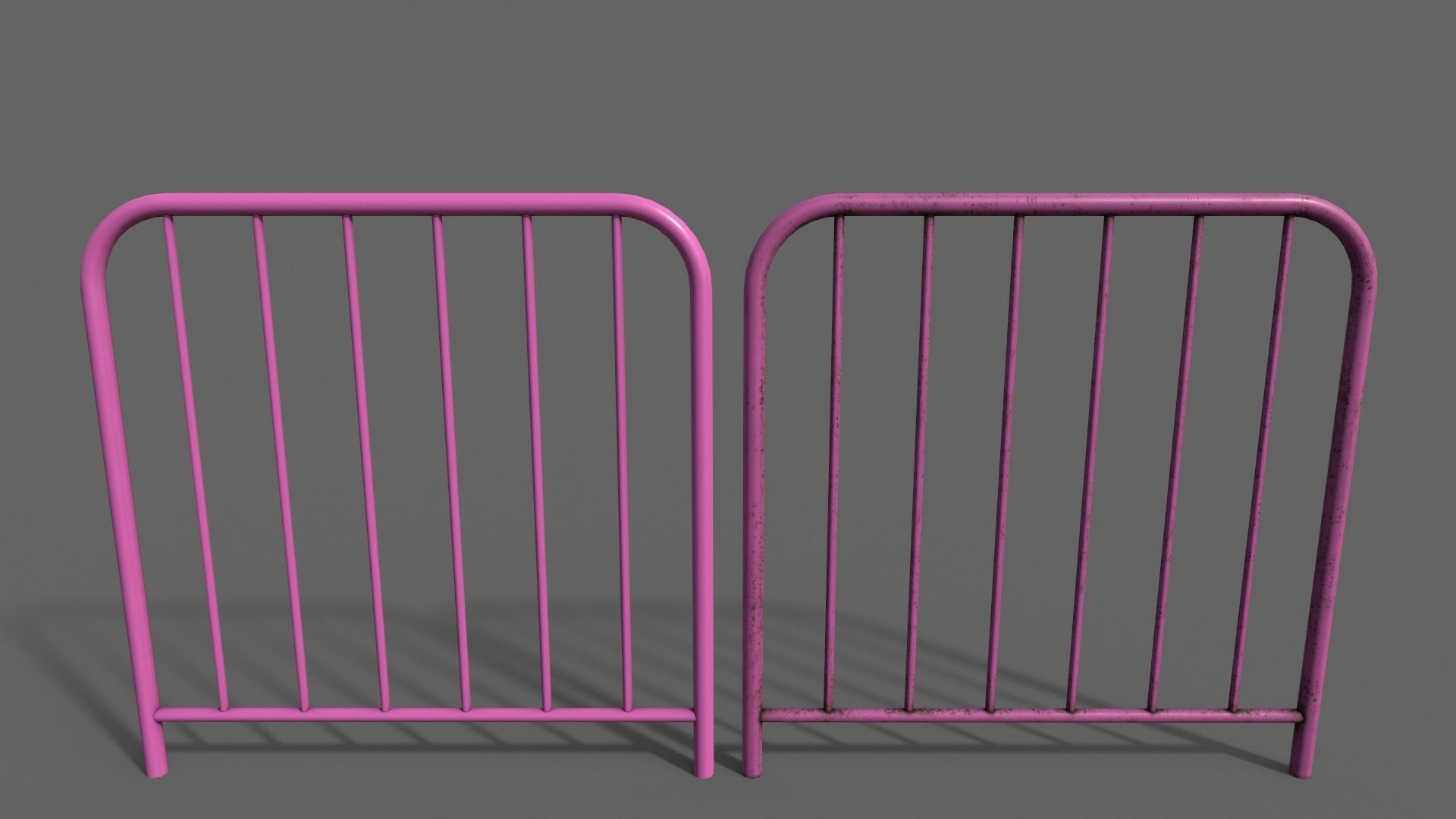 PBR Pedestrian Guard Rail V2-Clean-Rusty Low-poly 3D model_7