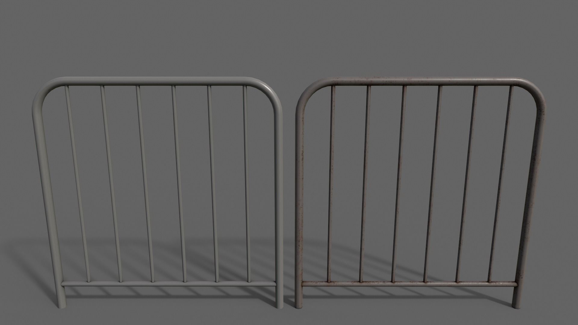 PBR Pedestrian Guard Rail V2-Clean-Rusty Low-poly 3D model_5