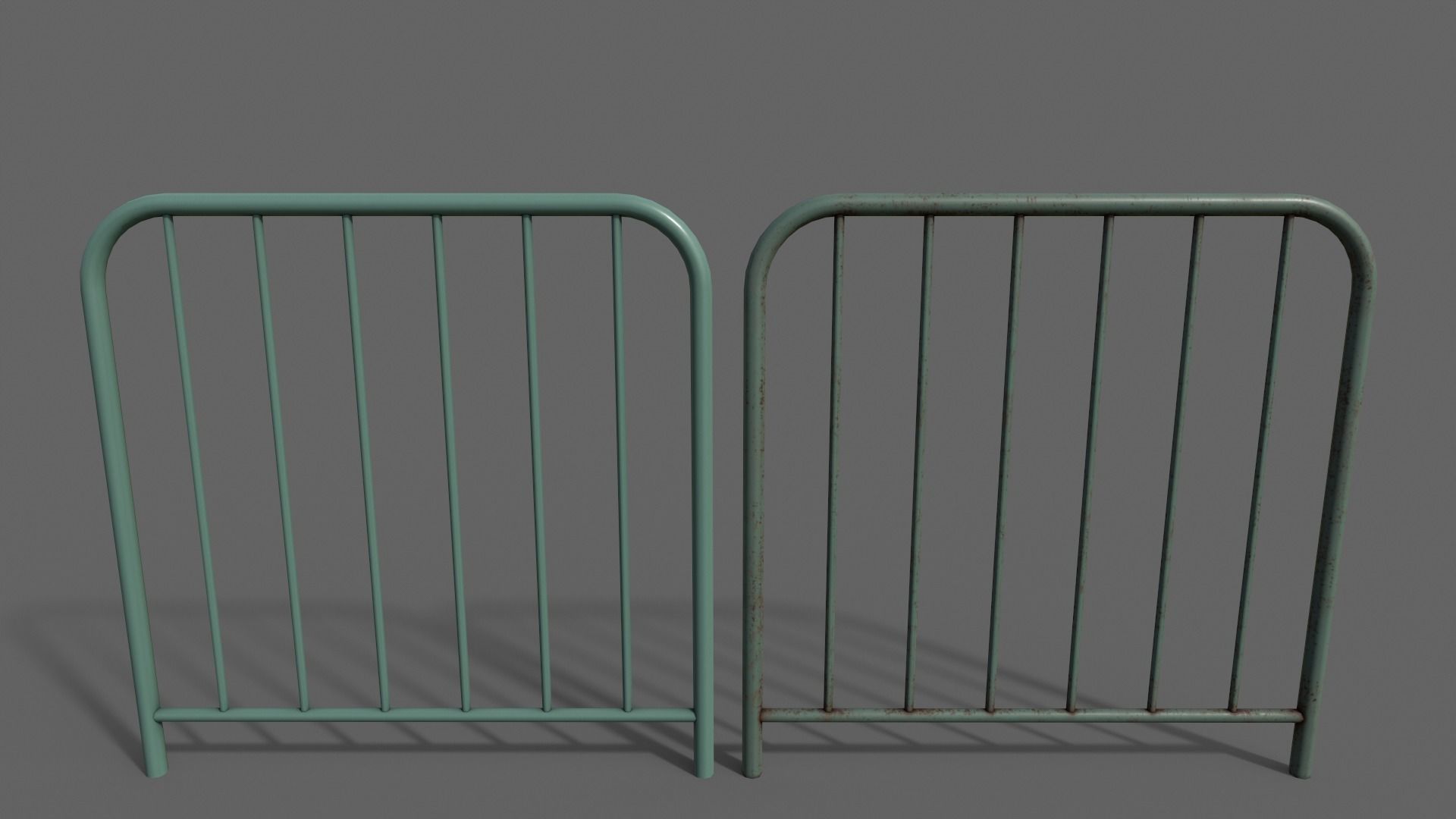 PBR Pedestrian Guard Rail V2-Clean-Rusty Low-poly 3D model_4