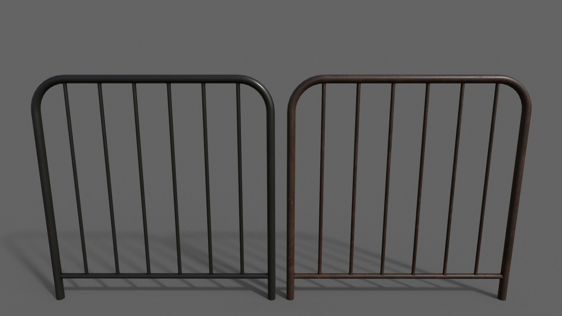 PBR Pedestrian Guard Rail V2-Clean-Rusty Low-poly 3D model_2