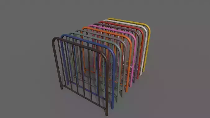 PBR Pedestrian Guard Rail V2-Clean-Rusty Low-poly 3D model