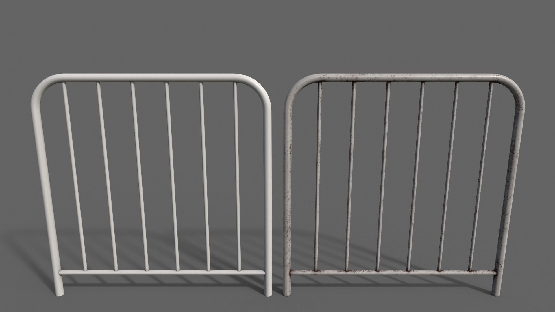 PBR Pedestrian Guard Rail V2-Clean-Rusty Low-poly 3D model_10
