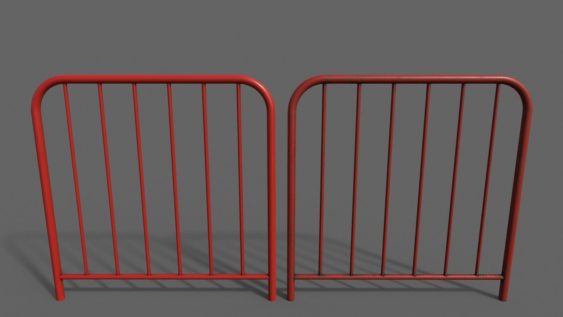 PBR Pedestrian Guard Rail V2-Clean-Rusty Low-poly 3D model_9