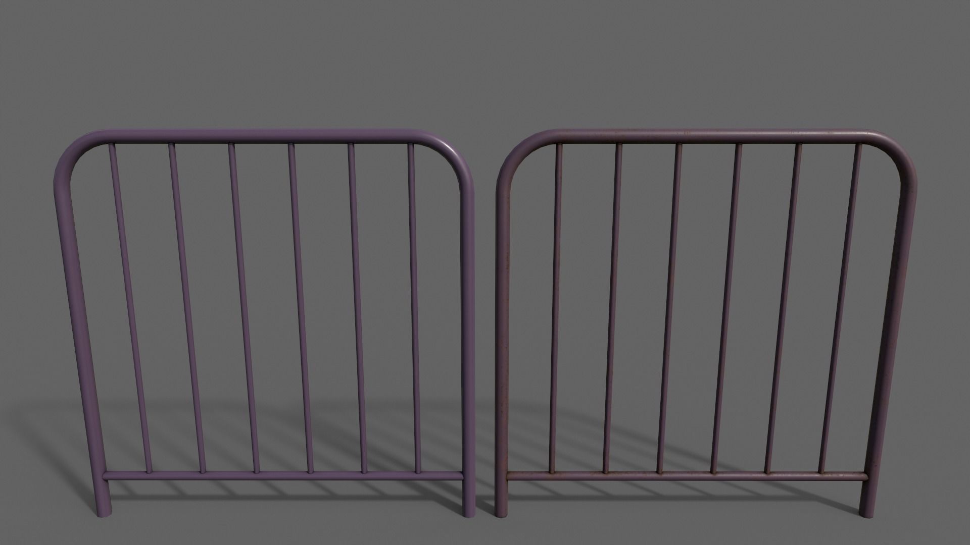 PBR Pedestrian Guard Rail V2-Clean-Rusty Low-poly 3D model_8