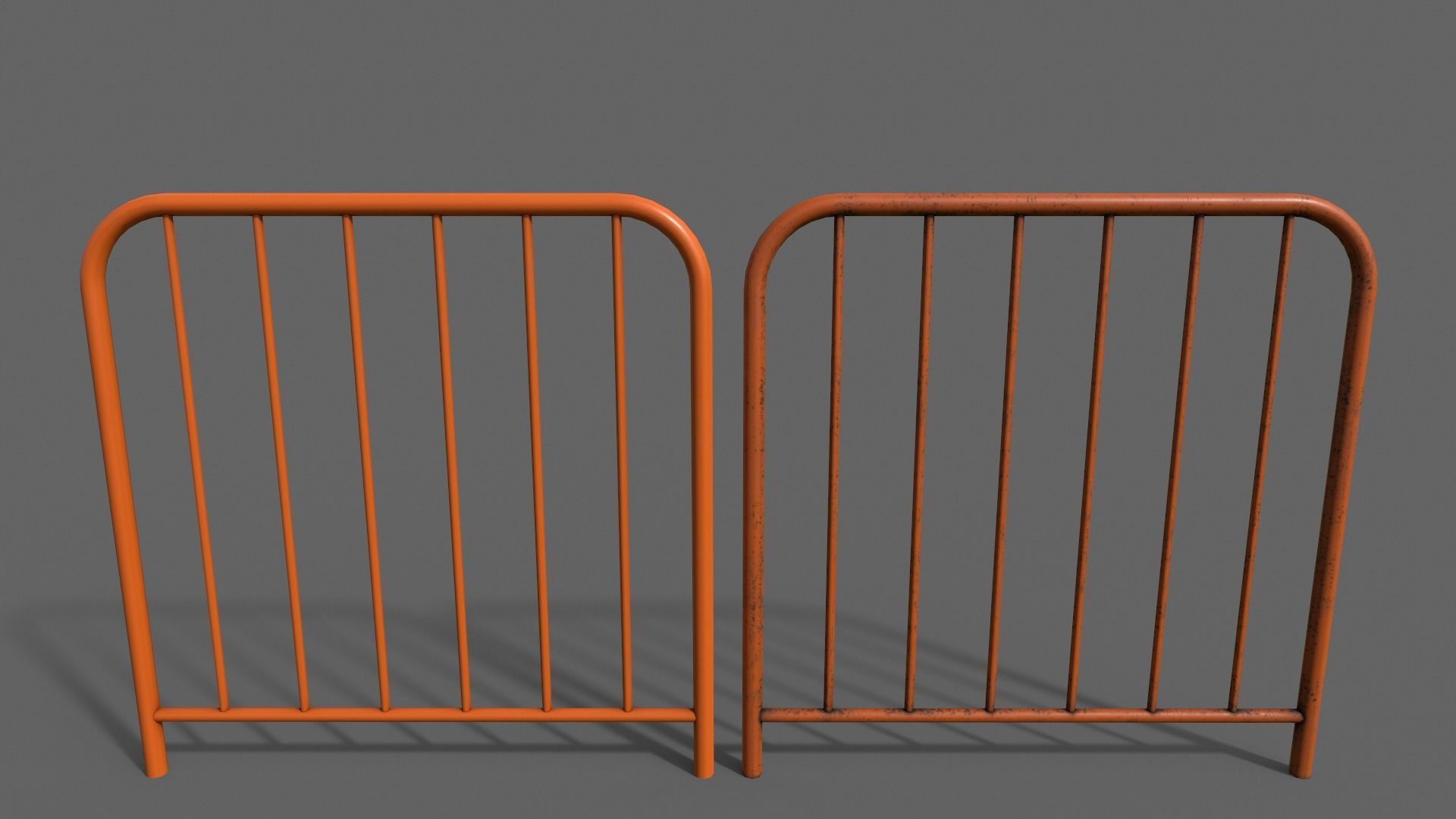 PBR Pedestrian Guard Rail V2-Clean-Rusty Low-poly 3D model_6