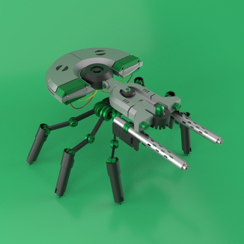 Sci-fi Spider bot  Low-poly 3D model_6