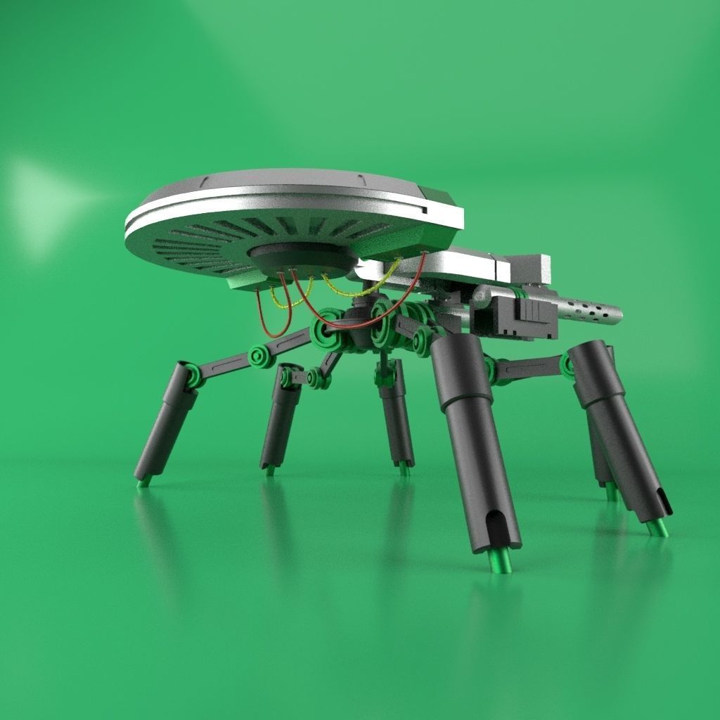 Sci-fi Spider bot  Low-poly 3D model_3
