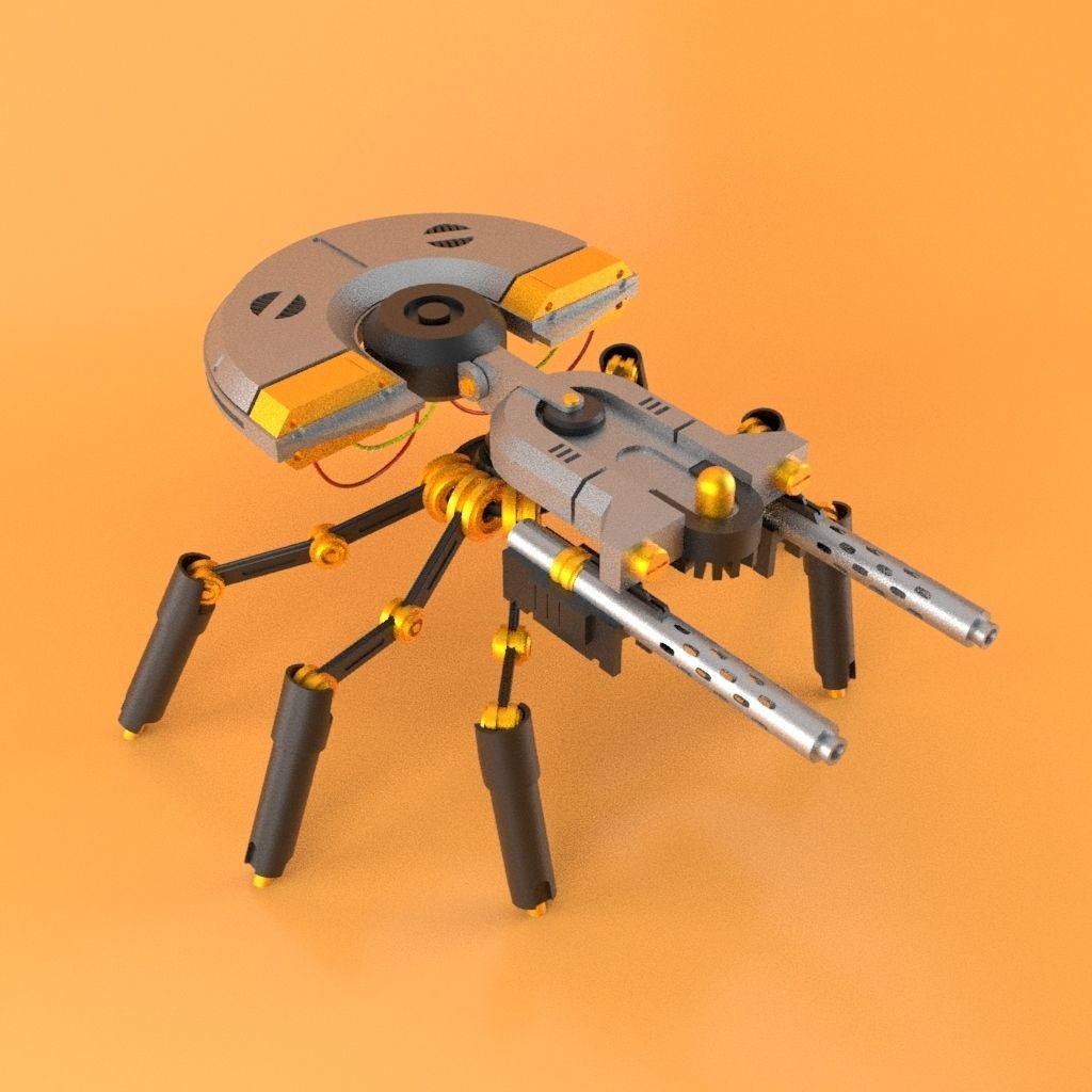 Sci-fi Spider bot  Low-poly 3D model_5