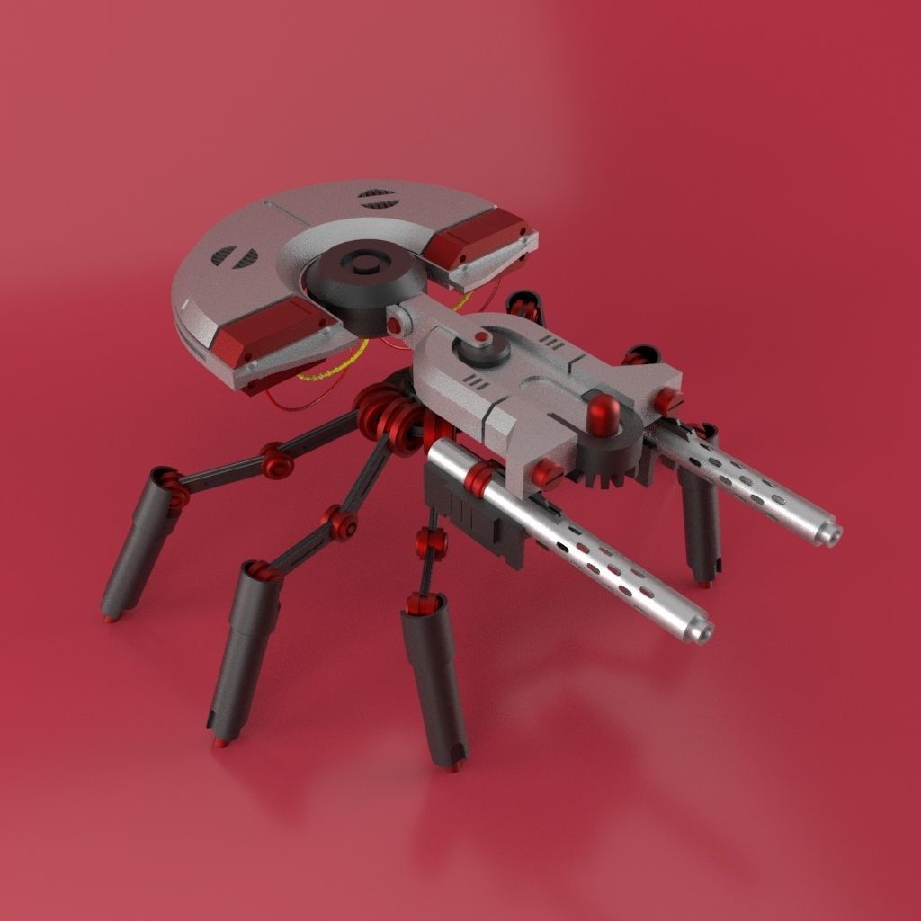 Sci-fi Spider bot  Low-poly 3D model_7
