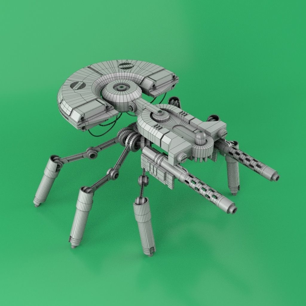 Sci-fi Spider bot  Low-poly 3D model_2