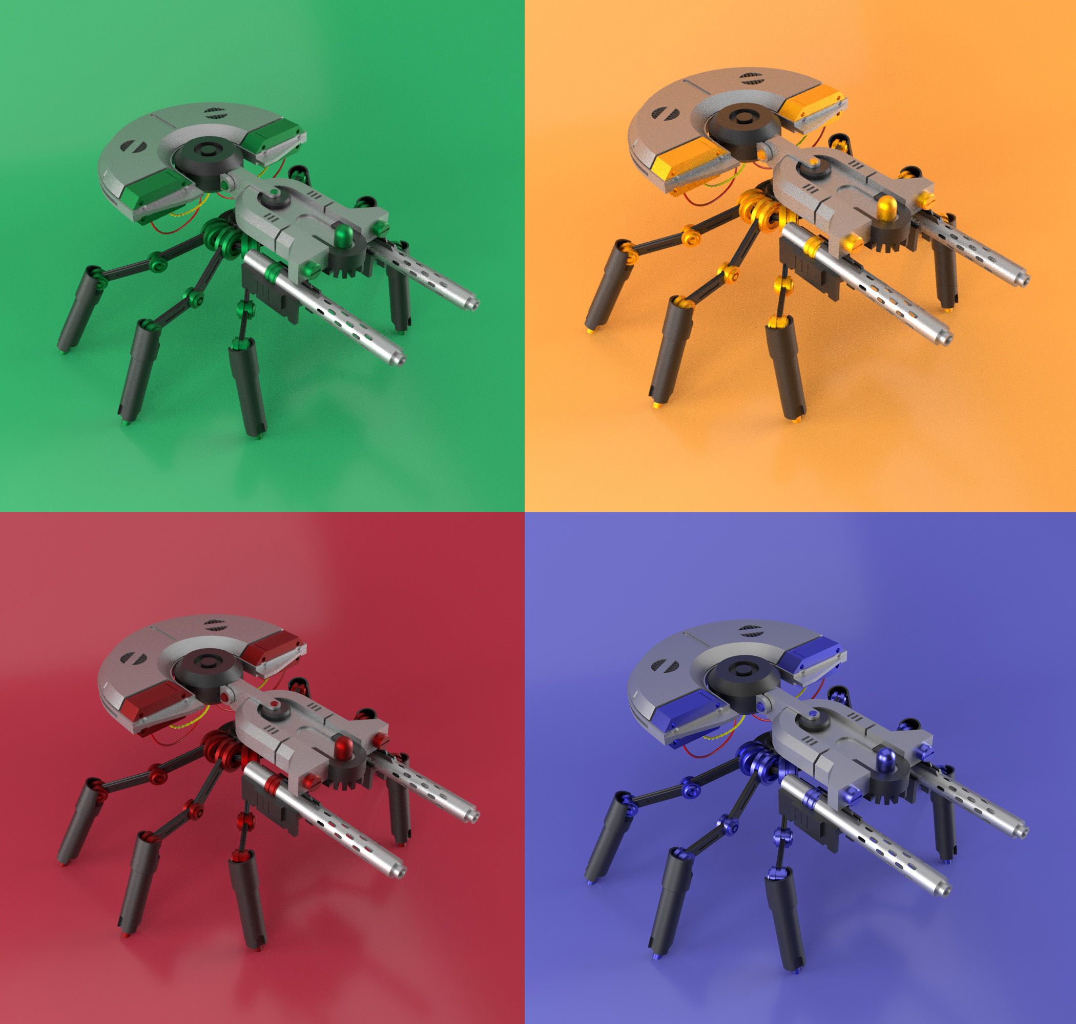 Sci-fi Spider bot  Low-poly 3D model_1