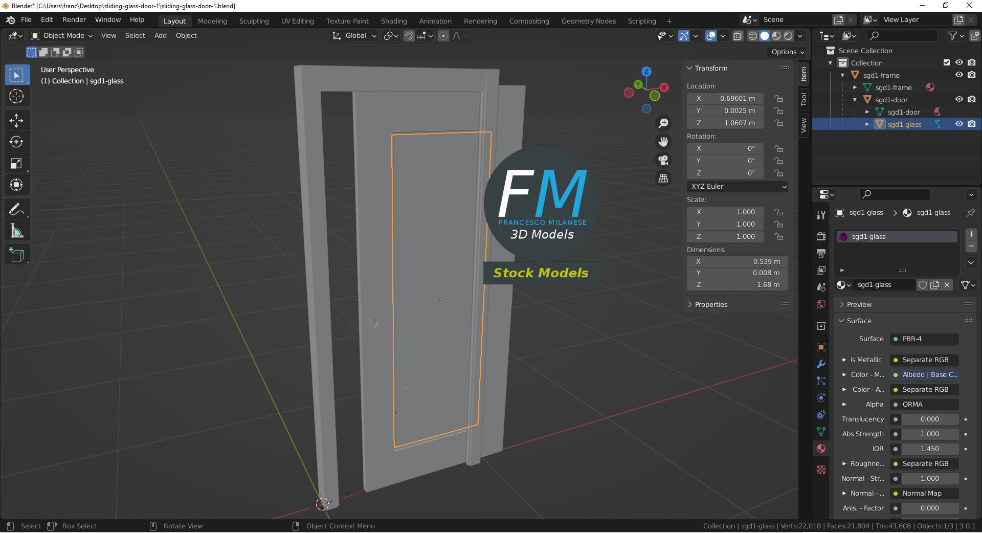 Sliding glass door 1 3D model_9