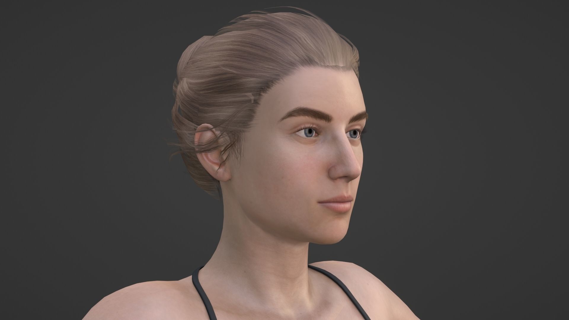 Realistic Sexy Woman Character female girl in bikini swimwear Low-poly 3D model_1