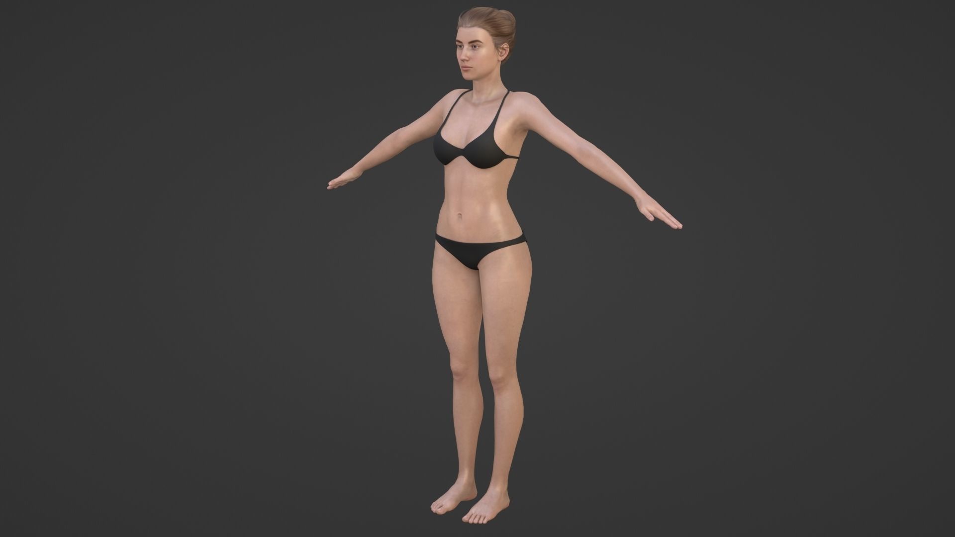 Realistic Sexy Woman Character female girl in bikini swimwear Low-poly 3D model_3
