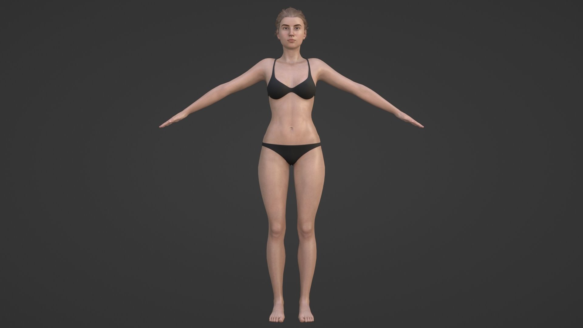 Realistic Sexy Woman Character female girl in bikini swimwear Low-poly 3D model_6