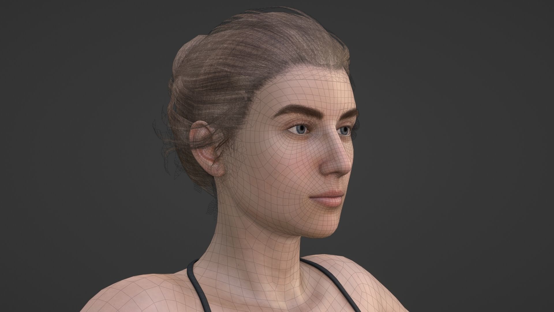 Realistic Sexy Woman Character female girl in bikini swimwear Low-poly 3D model_10