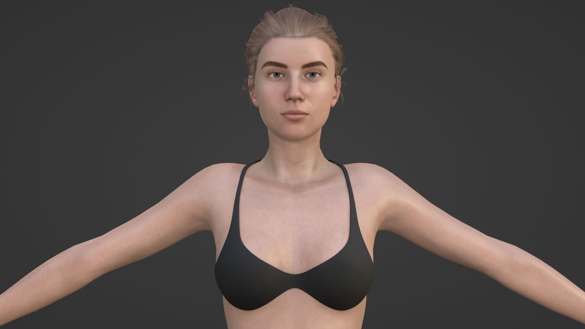 Realistic Sexy Woman Character female girl in bikini swimwear Low-poly 3D model_9