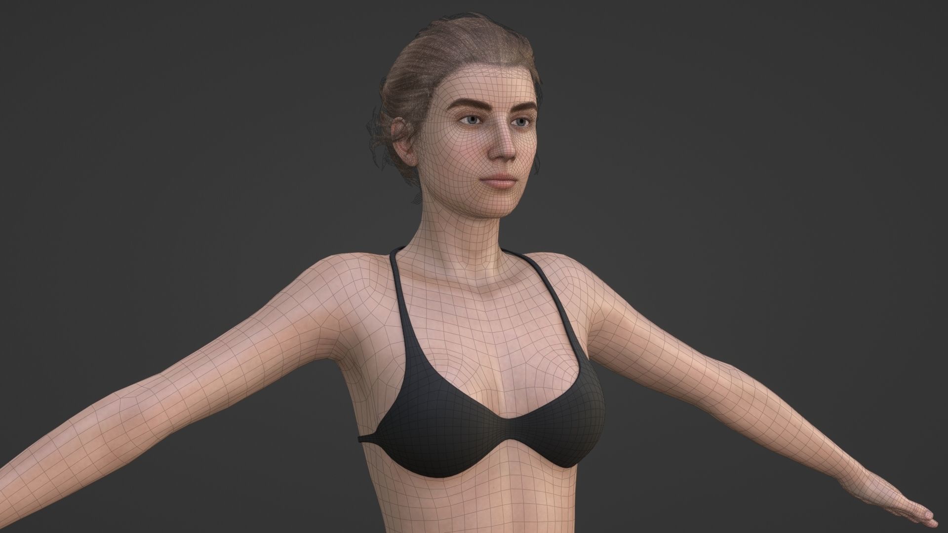 Realistic Sexy Woman Character female girl in bikini swimwear Low-poly 3D model_11
