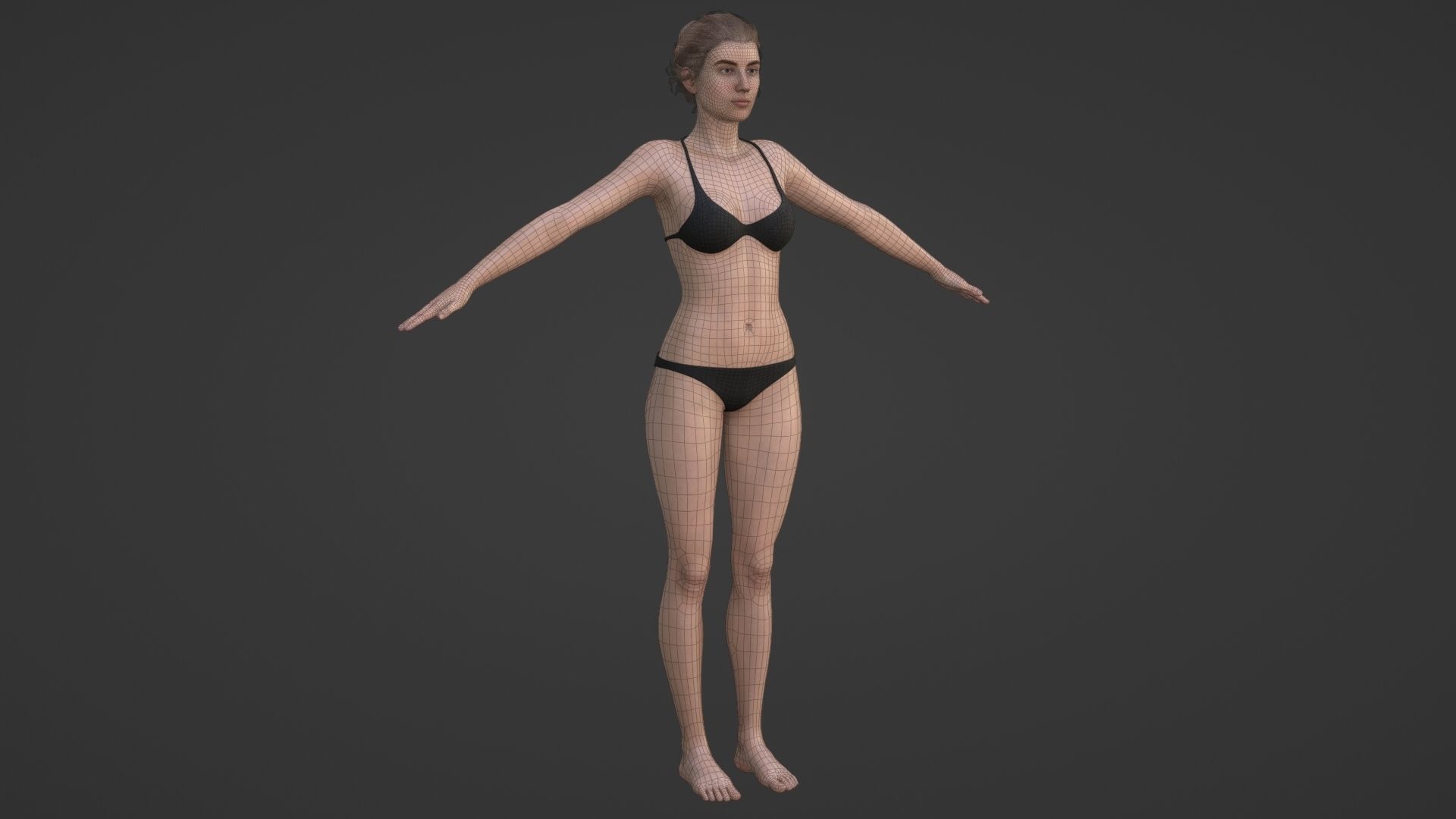 Realistic Sexy Woman Character female girl in bikini swimwear Low-poly 3D model_12