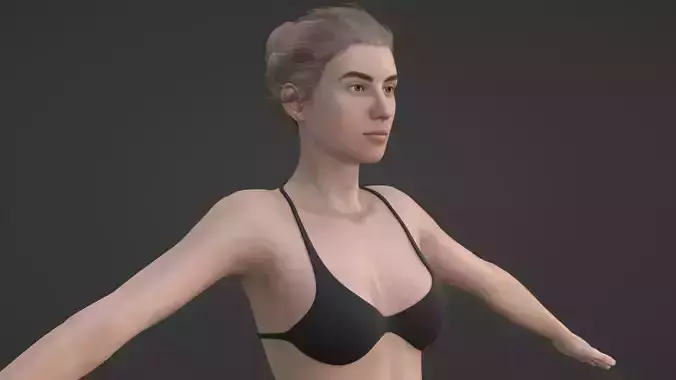 Realistic Sexy Woman Character female girl in bikini swimwear Low-poly 3D model