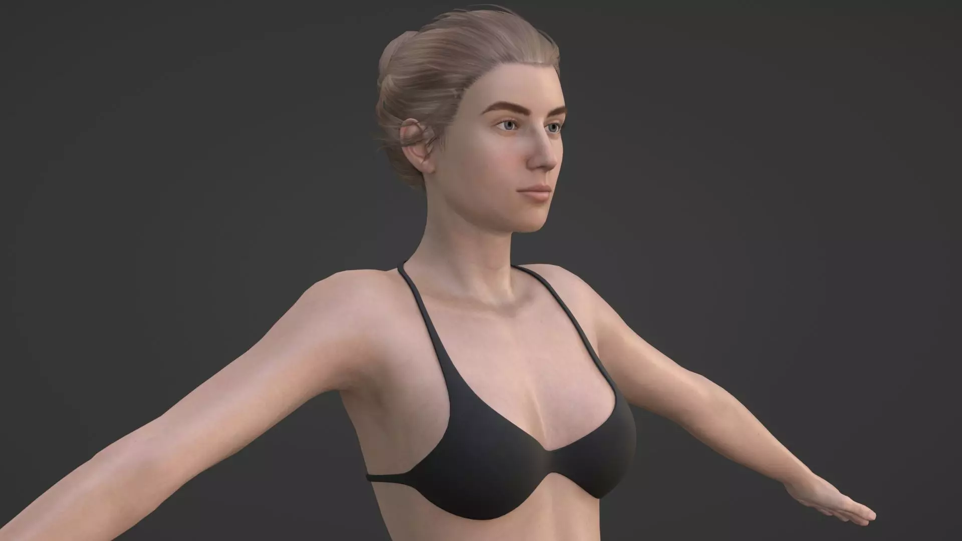 Realistic Sexy Woman Character female girl in bikini swimwear Low-poly 3D model_0