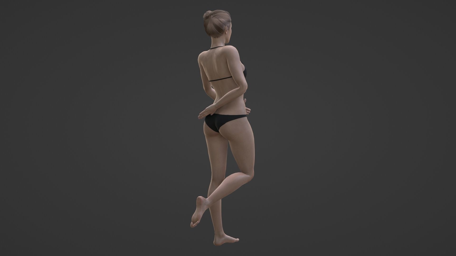 Realistic Sexy Woman Character female girl in bikini swimwear Low-poly 3D model_19