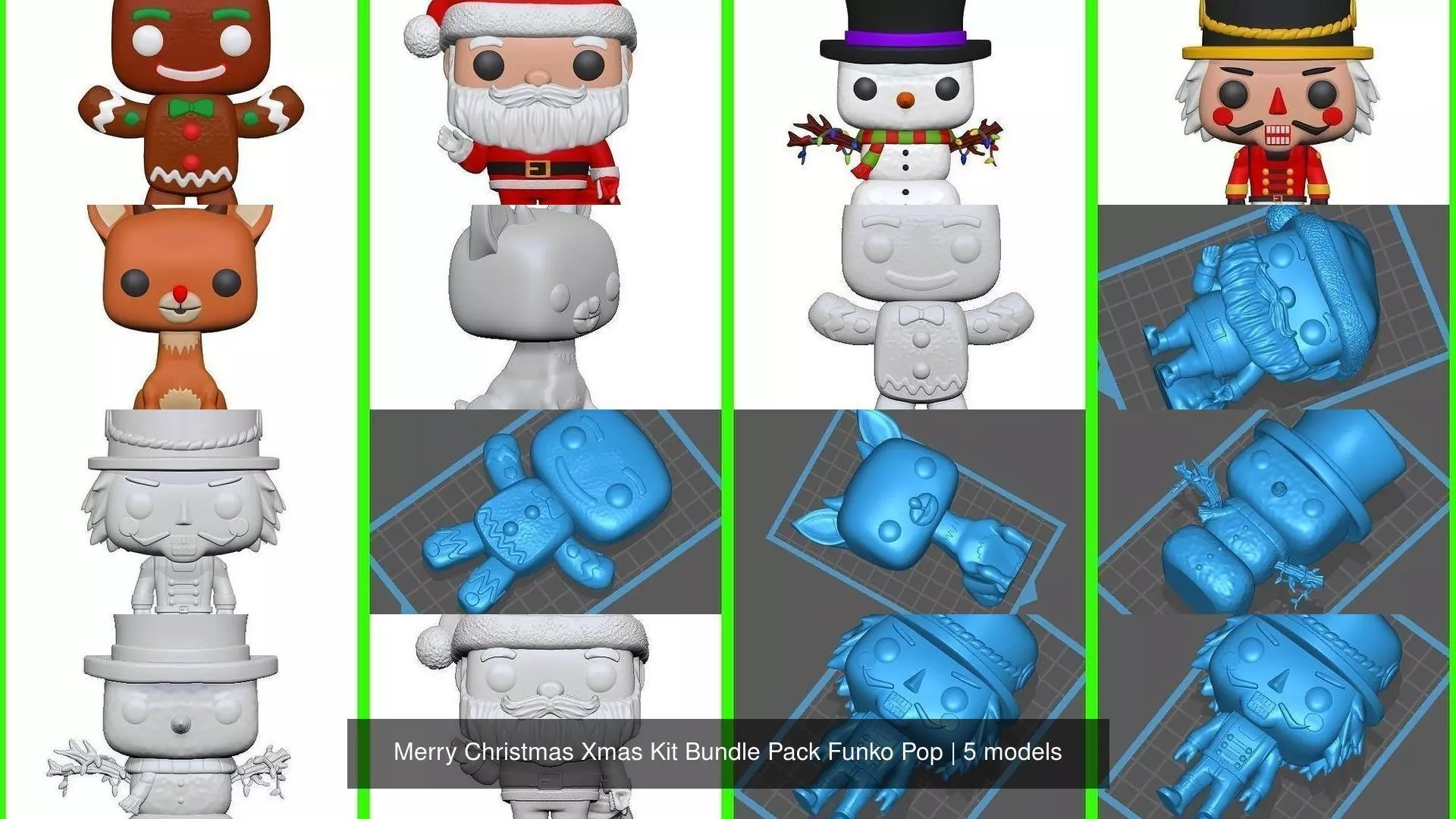 Merry Christmas Xmas Kit Bundle Pack Funko Pop 3D Model Collection_0