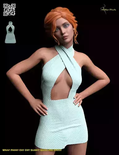 Wrap Front Cut Out Slinky Backless Dress