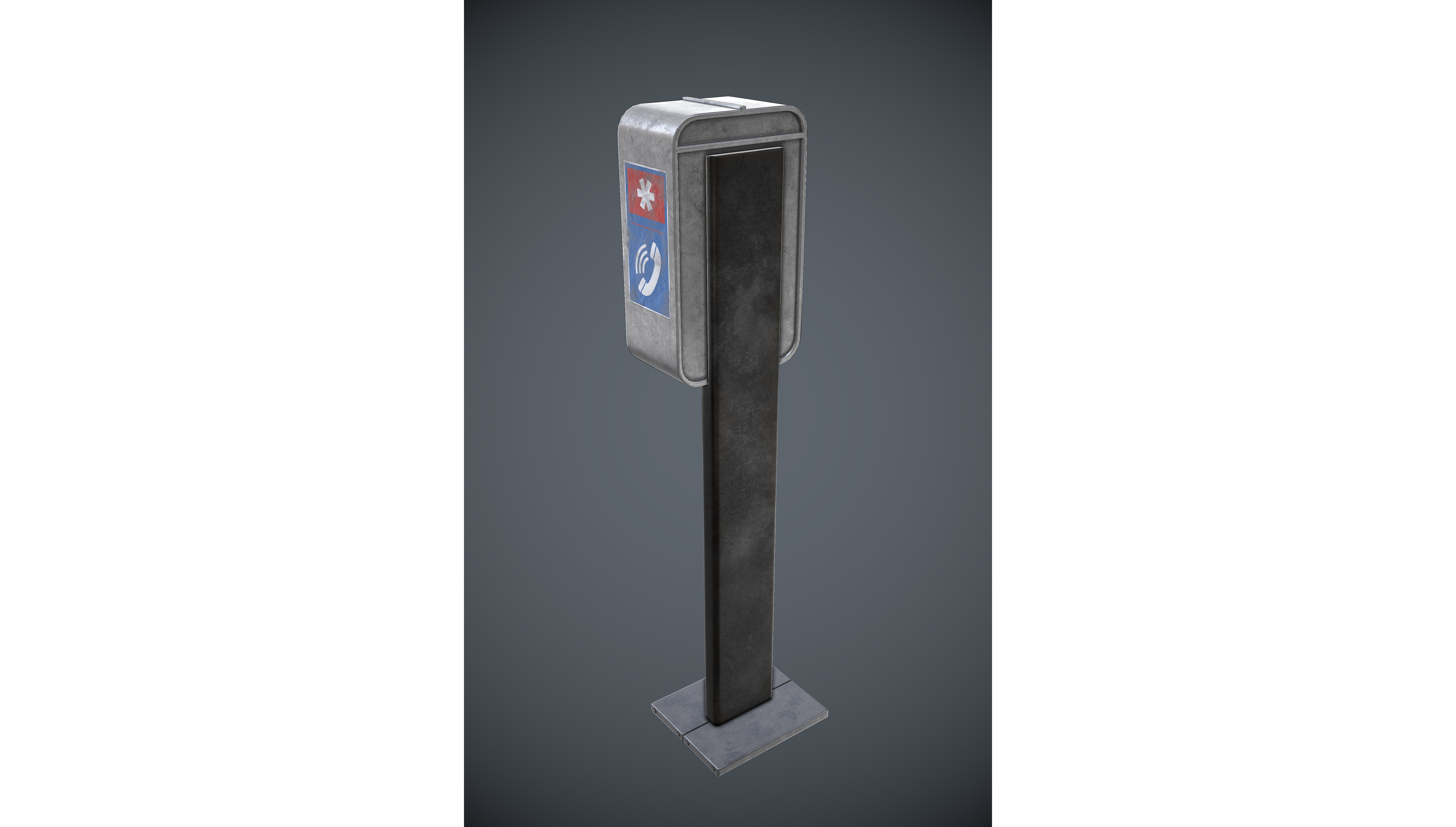 Payphone - Game Ready pay phone with graffiti on wall Low-poly 3D model_6