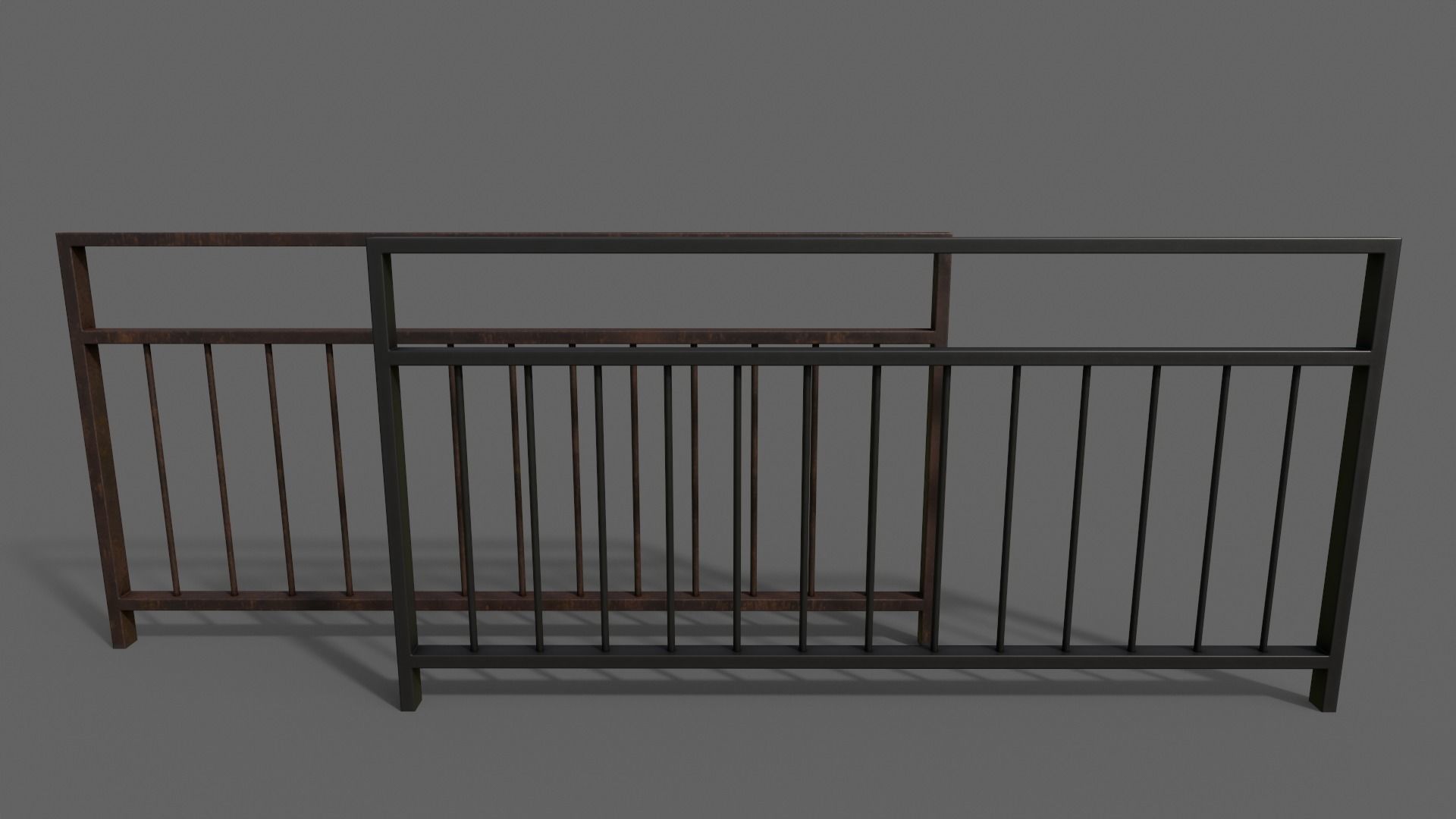 PBR Pedestrian Guard Rail V3-Clean-Rusty Low-poly 3D model_2