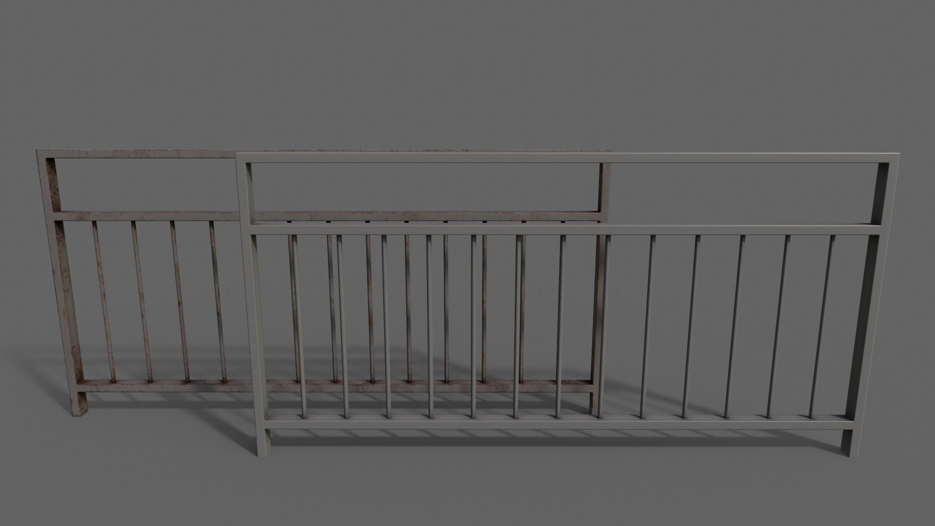 PBR Pedestrian Guard Rail V3-Clean-Rusty Low-poly 3D model_5