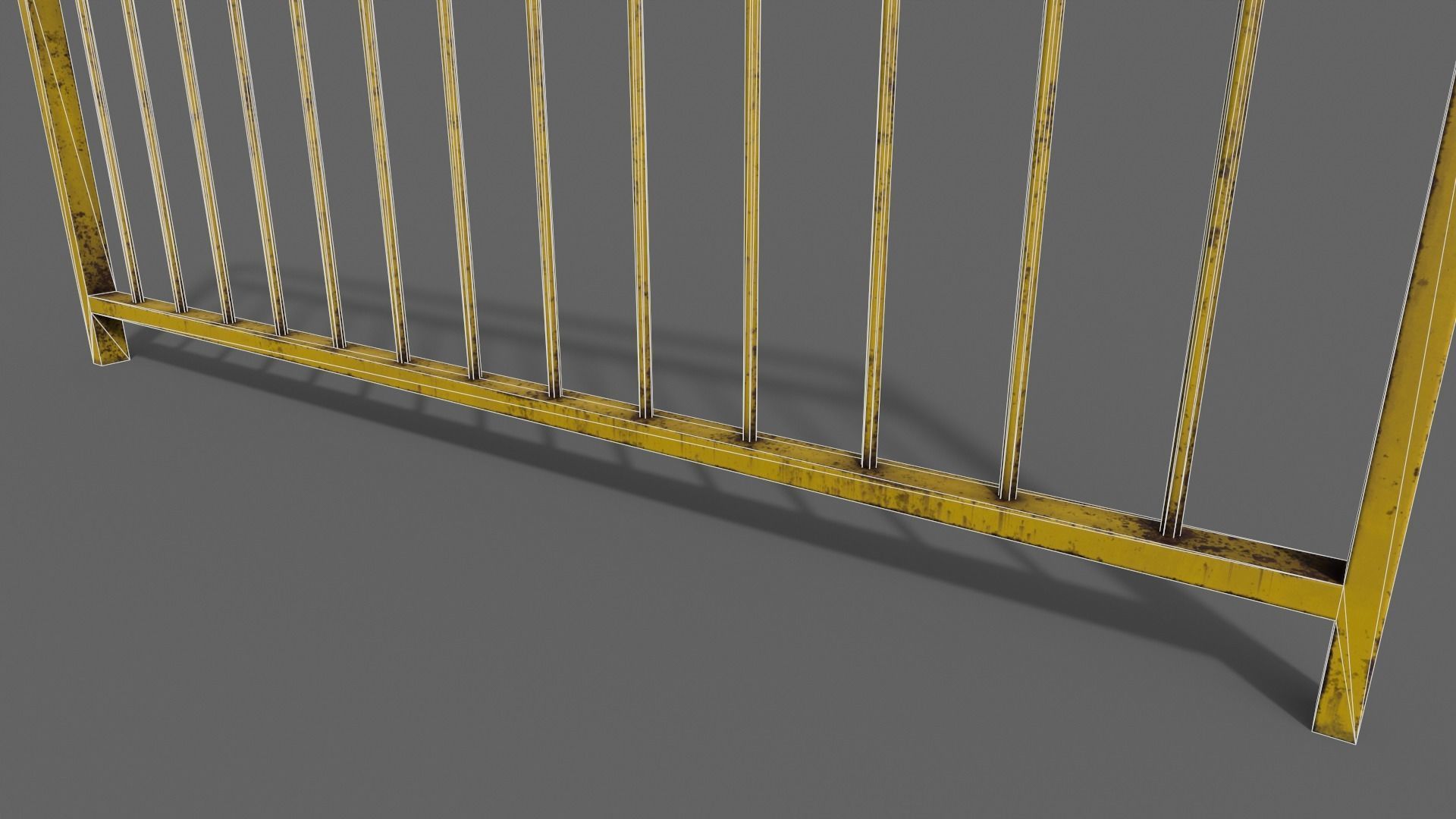 PBR Pedestrian Guard Rail V3-Clean-Rusty Low-poly 3D model_30
