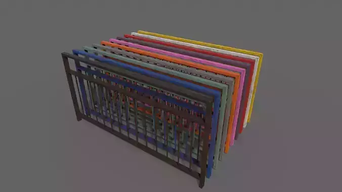 PBR Pedestrian Guard Rail V3-Clean-Rusty Low-poly 3D model