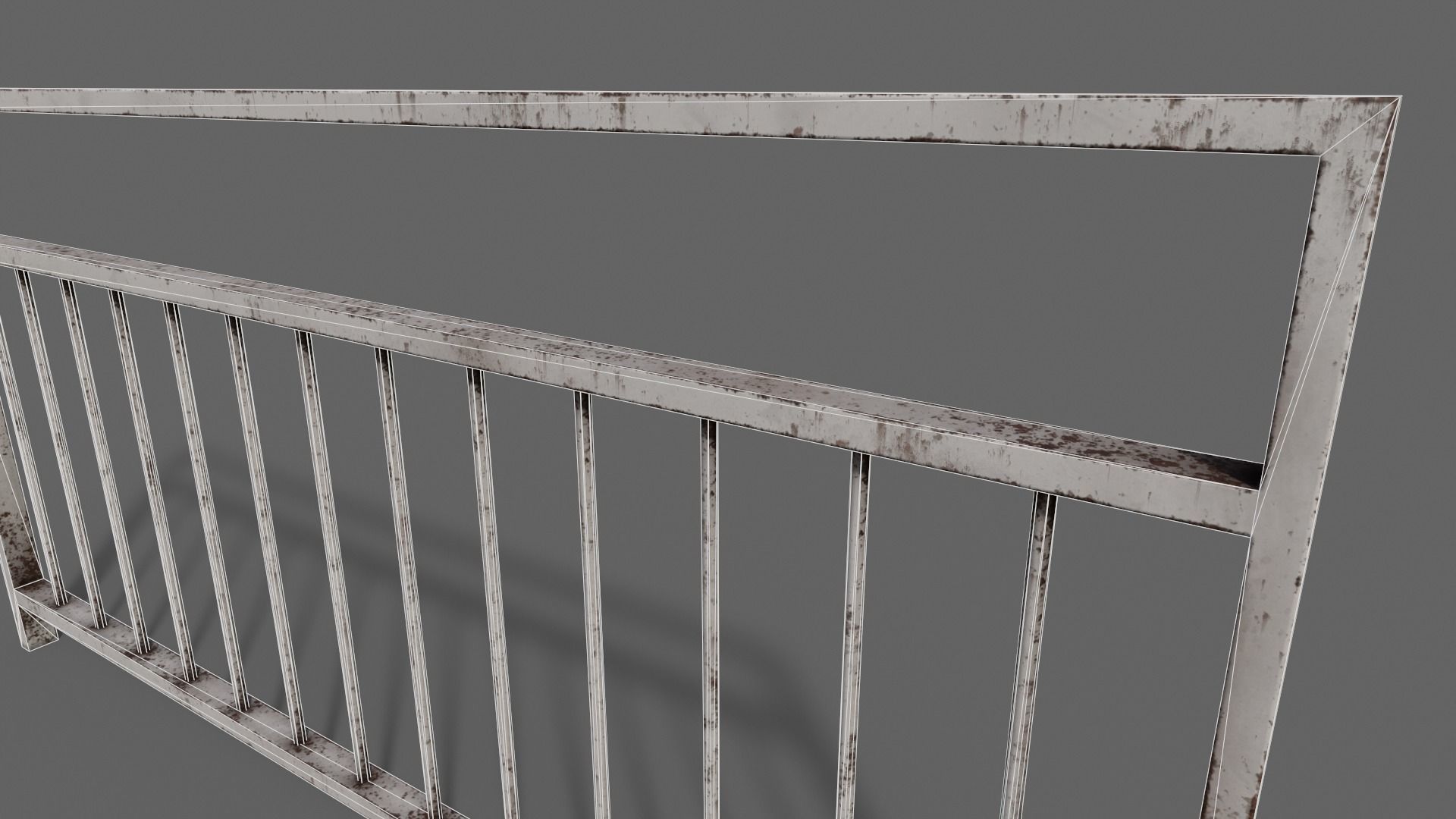 PBR Pedestrian Guard Rail V3-Clean-Rusty Low-poly 3D model_29