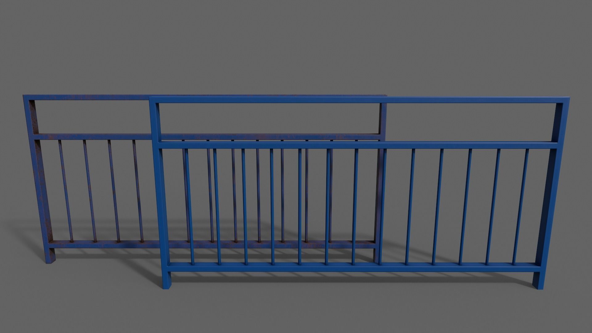 PBR Pedestrian Guard Rail V3-Clean-Rusty Low-poly 3D model_3