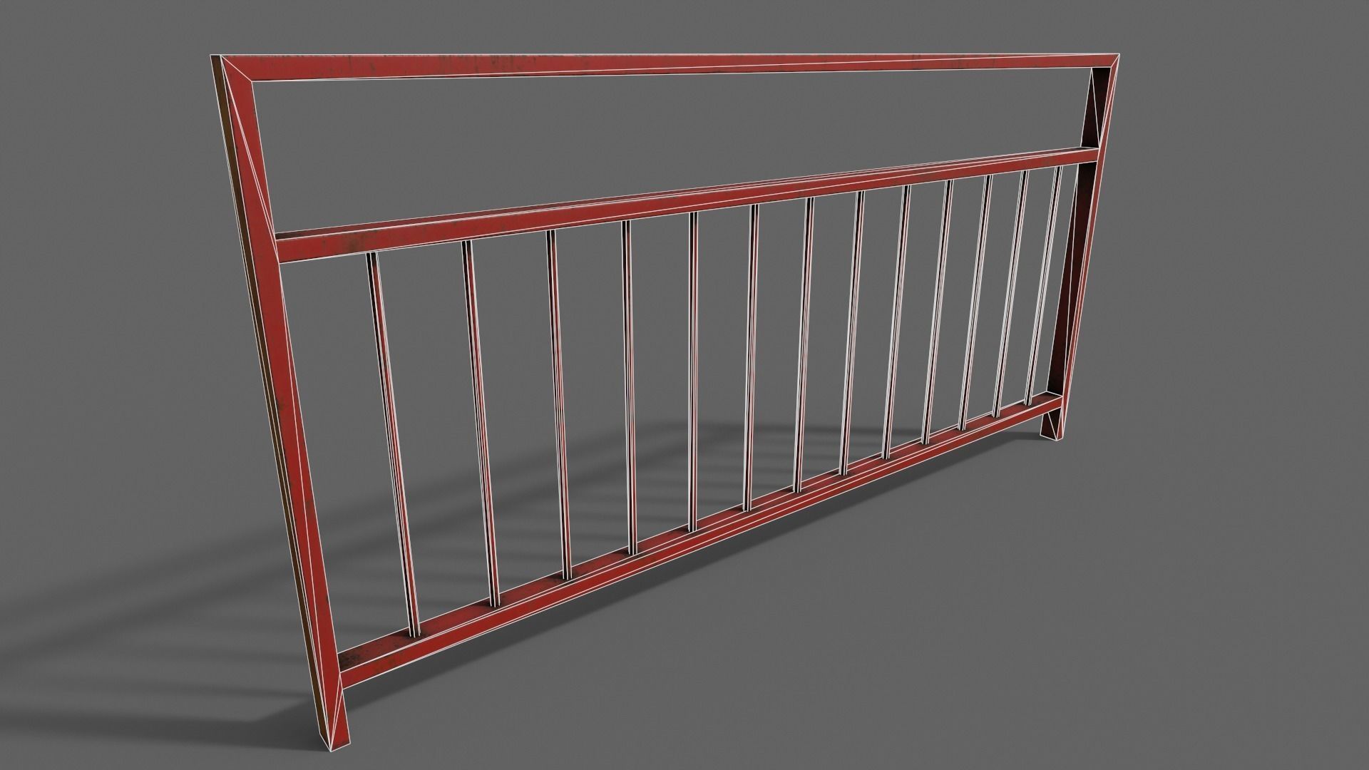 PBR Pedestrian Guard Rail V3-Clean-Rusty Low-poly 3D model_27