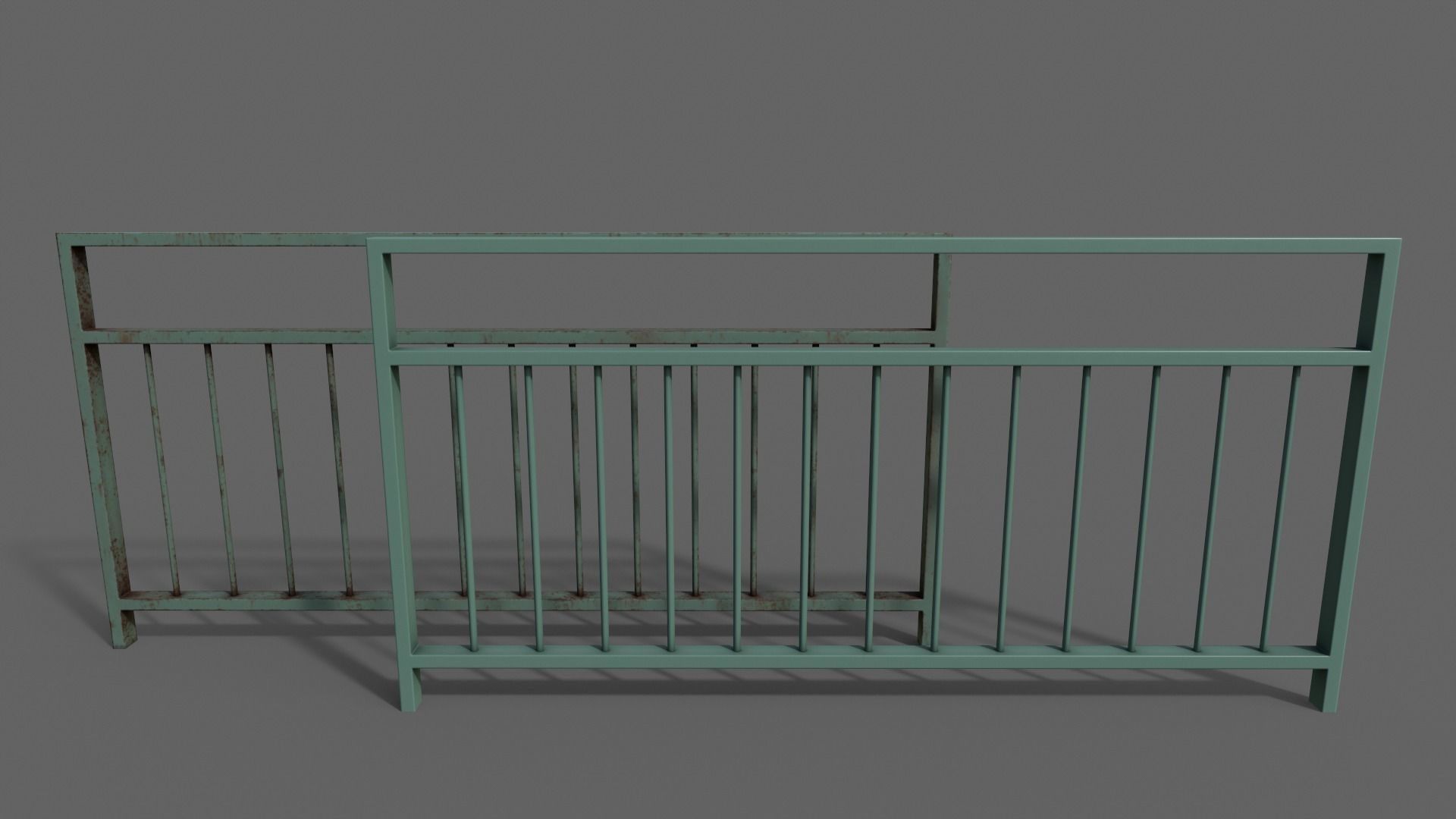 PBR Pedestrian Guard Rail V3-Clean-Rusty Low-poly 3D model_4