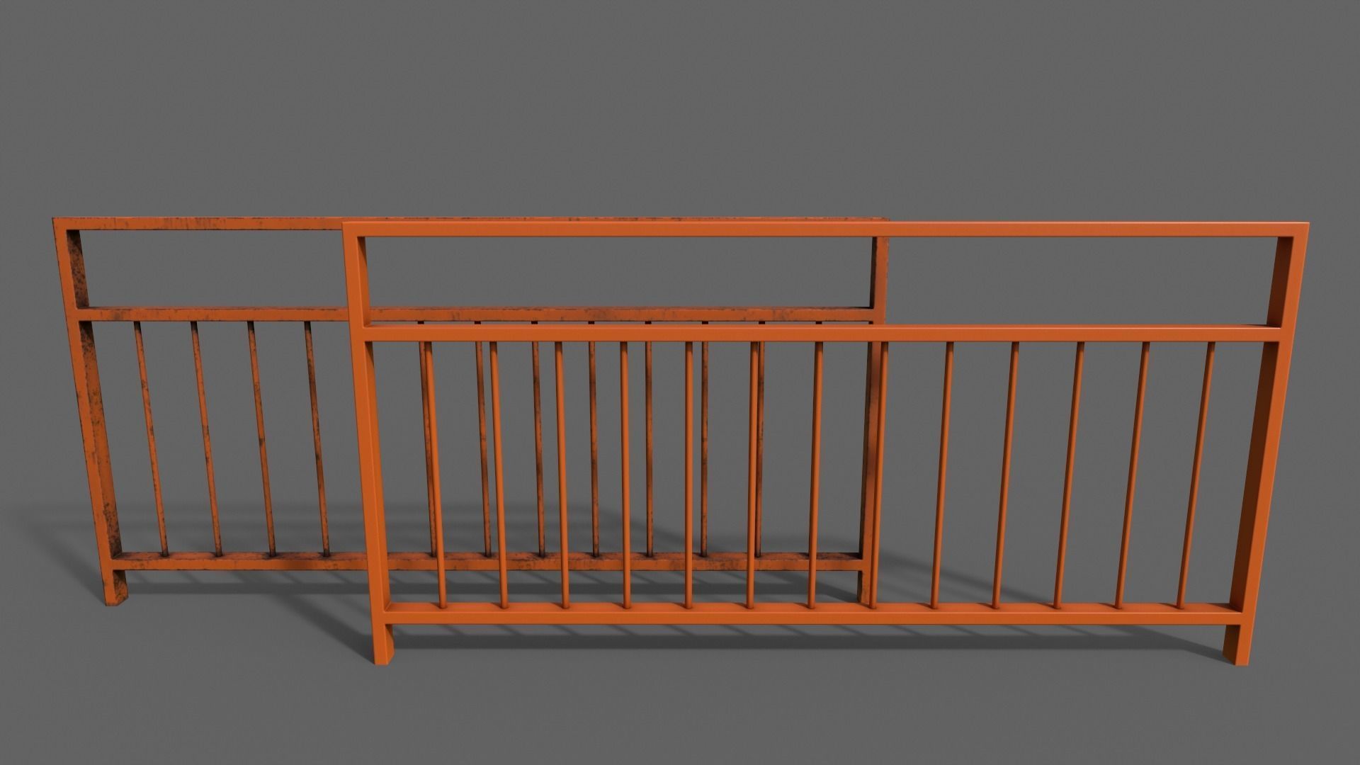 PBR Pedestrian Guard Rail V3-Clean-Rusty Low-poly 3D model_6