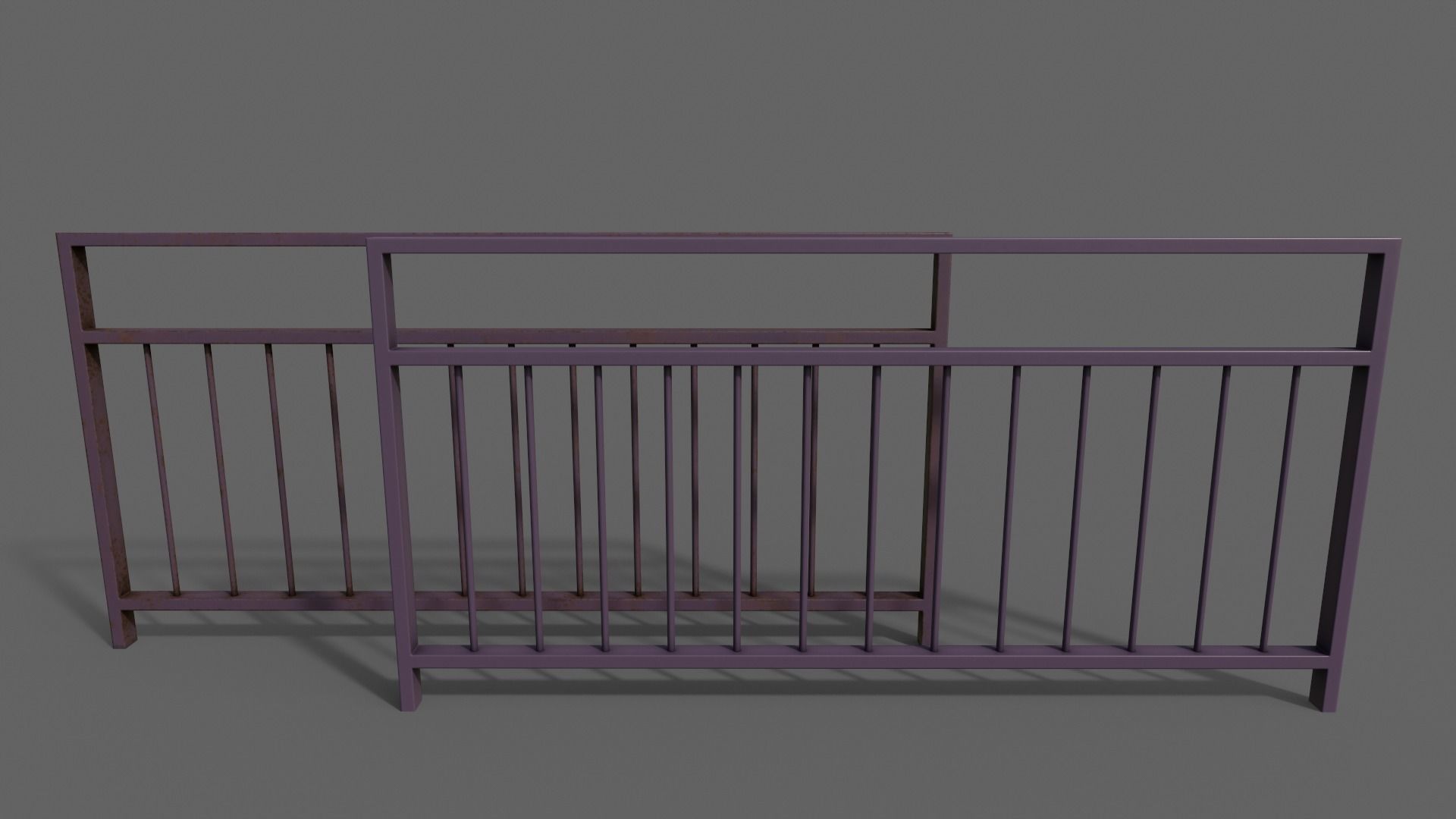 PBR Pedestrian Guard Rail V3-Clean-Rusty Low-poly 3D model_8