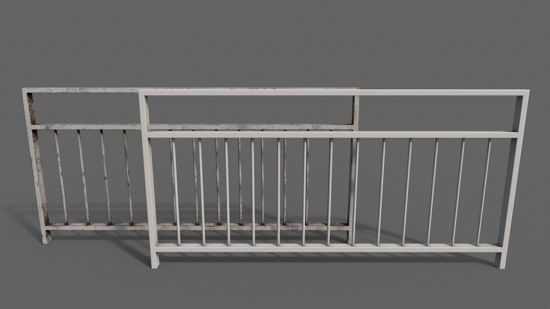 PBR Pedestrian Guard Rail V3-Clean-Rusty Low-poly 3D model_10