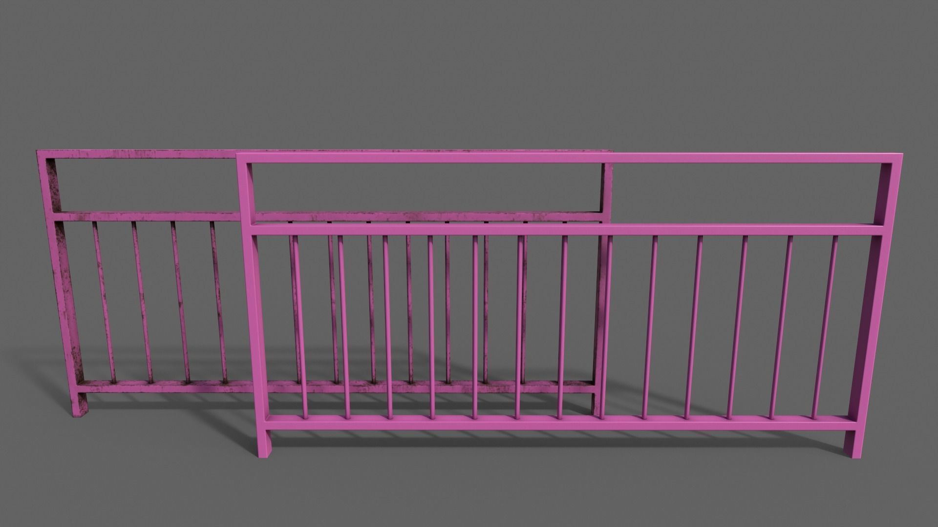 PBR Pedestrian Guard Rail V3-Clean-Rusty Low-poly 3D model_7