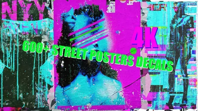 600 plus  Street Posters Decals 3D model