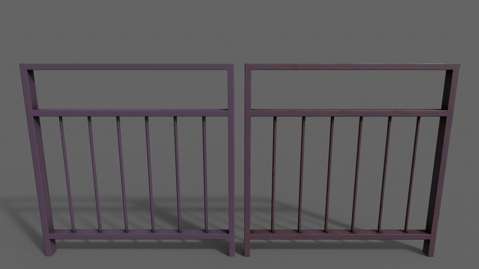 PBR Pedestrian Guard Rail V4-Clean-Rusty Low-poly 3D model_8