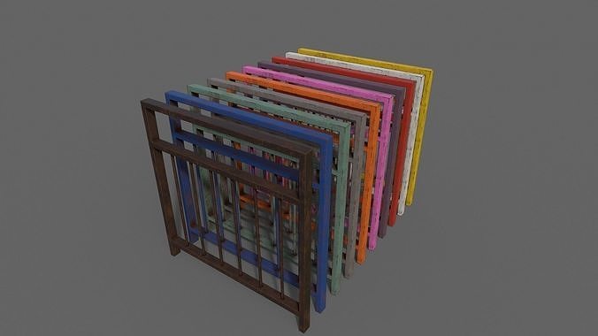 PBR Pedestrian Guard Rail V4-Clean-Rusty Low-poly 3D model
